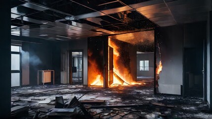 アパートで火災が発生、住宅火災｜A fire broke out in the apartment. house fire. Generative AI