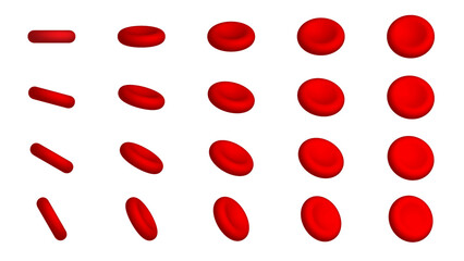 Set of Erythrocyte - 3D Red Blood Cell - Medical Vector Illustration