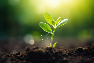 plant in the ground up background, nature plant Growing concept