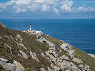 Lighthouse at Punta Roncadoira, coast of Lugo, Galicia, Spain