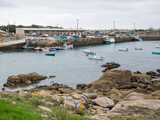 Fototapeta na wymiar View of Port of Moras (Porto de Moras, Puerto de Moras), in San Cibrao, Lugo, Galicia, Spain