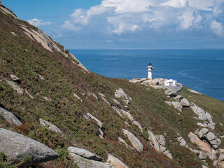 Lighthouse at Punta Roncadoira, coast of Lugo, Galicia, Spain