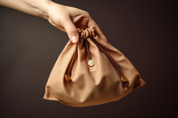 person holding a bag with money concept ,save money - obrazy, fototapety, plakaty