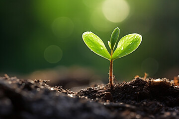 plant in the ground up background, nature plant Growing concept