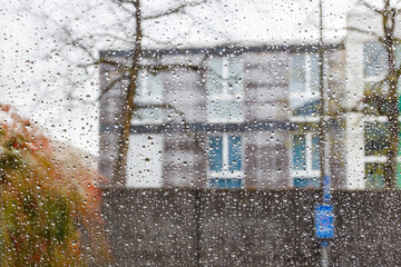 Water drops of rain on a window glass