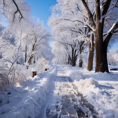 Obraz premium winter landscape with trees and snow, generative ai 
