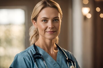 Female registered nurse looking at camera