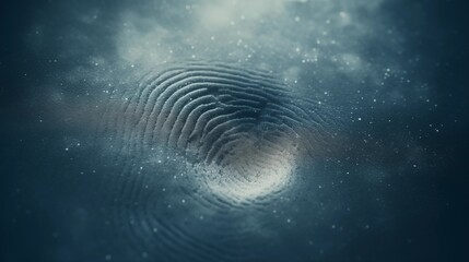 Macro shot of a fingerprint on a glass surface with dust specks - obrazy, fototapety, plakaty