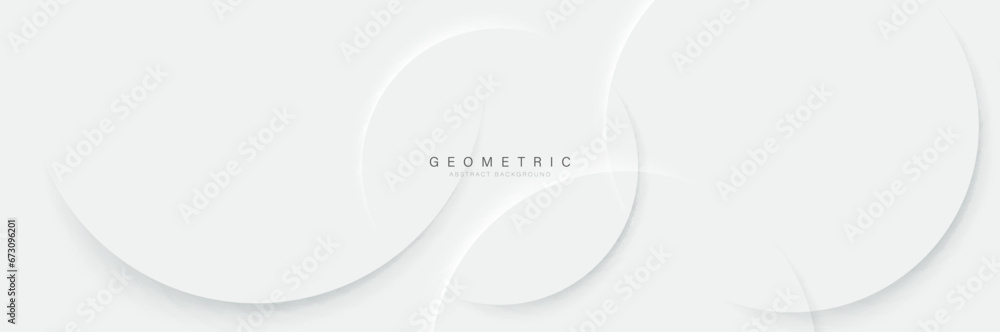 Poster White minimal circle background. Abstract geometric shadow texture banner