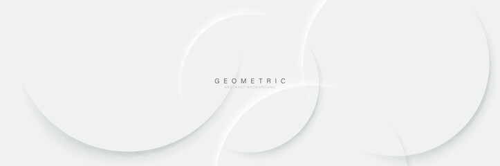 White minimal circle background. Abstract geometric shadow texture banner