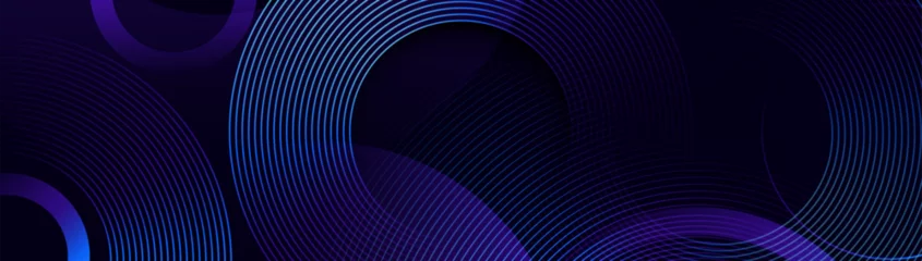 Zelfklevend Fotobehang Blue abstract banner with circular geometric shapes background. Modern trendy futuristic hi-technology concept. Vector illustration © pickup