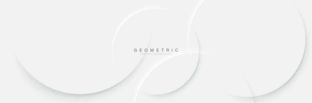 White minimal circle background. Abstract geometric shadow texture banner
