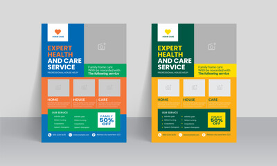 Home care flyer design and professional layout template