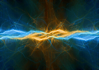 Cool blue abstract lightning, plasma and power element background