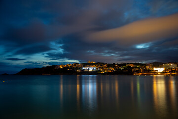 Night image of a beach