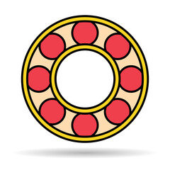 Fototapeta premium Bearing wheel shadow icon, rolling ball sign, flat web design vector illustration