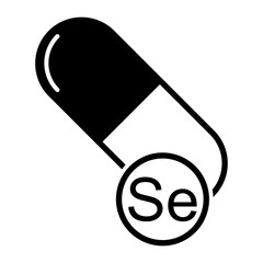 Mineral Se icon, healthy medicine pill supplement symbol, complex vitamin vector illustration