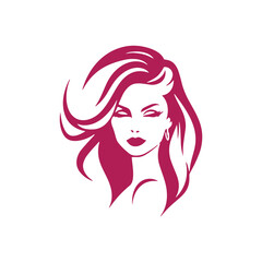 A logo of girl icon woman vector silhouette isolated design pretty and luxury lifestyle concept