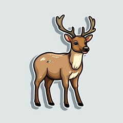 reindeer illustration, sticker, generated with AI