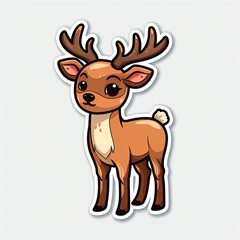 reindeer cartoon illustration, sticker, generated with AI