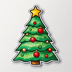 christmas tree illustration, sticker, generated with AI