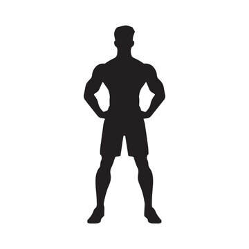 A logo of standing man vector isolated silhouette design gym concept