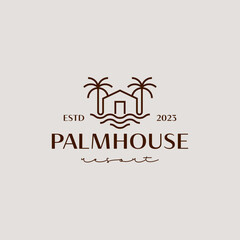 Palm House Resort Logo Template. Universal creative premium symbol. Vector illustration. Creative Minimal design template. Symbol for Corporate Business Identity