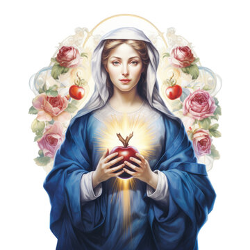 The Virgin Mary: Holding Love in Her Hands, transparent background