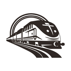 Fototapeta na wymiar Train logo tram icon metro vector silhouette isolated design black tram