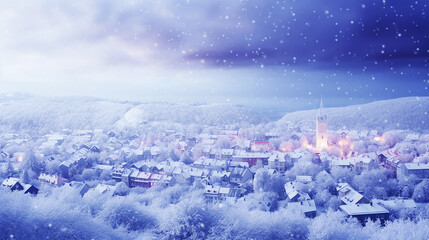 Fototapeta na wymiar 雪が降る町の景色(generative ai)
