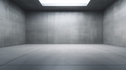 Empty modern minimalist gray concrete interior. Copy space. Generative AI