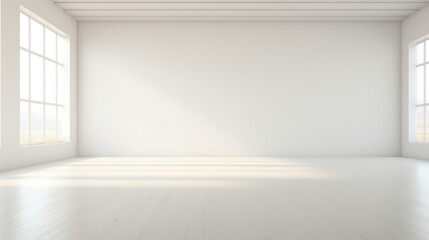 Interior of a empty white modern room with copy space. Generative AI 