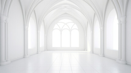 Interior of a minimal empty classic white room. Generative AI