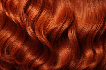 Long red curly hair, background texture.