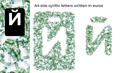 A4 size cyrillic letters written in euros
