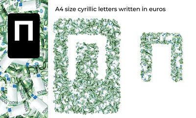 A4 size cyrillic letters written in euros