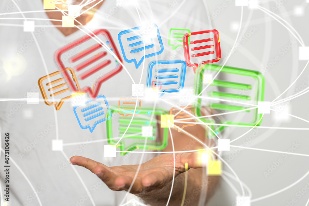 Poster Online people network. Using internet for communication..