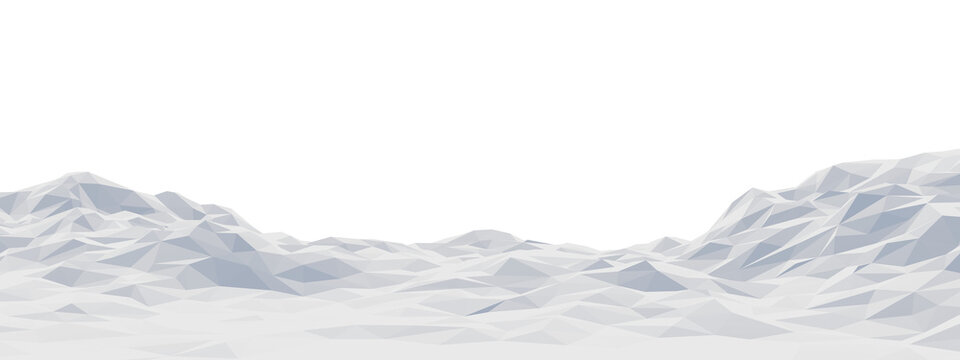 Ice mountain. Low poly terrain.