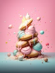 Christmas tree made of cookies.