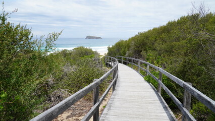 path to the beach.access to the sea. fence near the ocean, beach in Australia