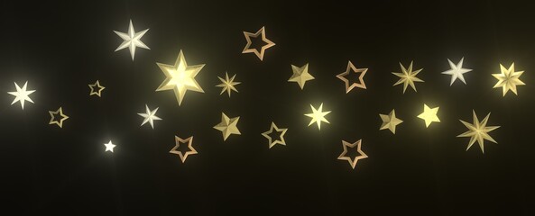 golden stars - 3d