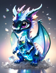 cute dark glow crystal dragon