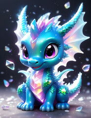 cute blue baby dragon