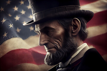 Abraham Lincoln and American flag, 4th of July, Civil War, united states president