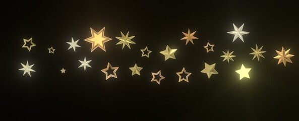 XMAS Stars - A gray whirlwind of golden snowflakes and stars. New