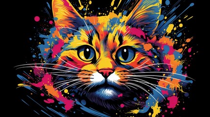 crazy cat t-shirt design --no mockup