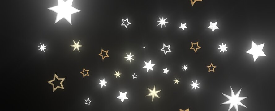 Holiday Stardust Rain: Brilliant 3D Illustration Showcasing Descending Christmas Stars