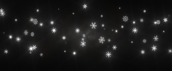 Snowflakes - Winter christmas sky with falling snow - obrazy, fototapety, plakaty