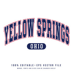 Yellow Springs text effect vector. Editable college t-shirt design printable text effect vector	