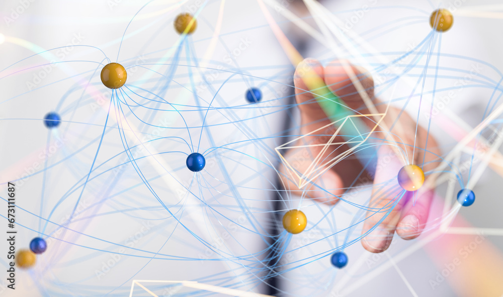 Poster conference Digital Network and data concept 3d